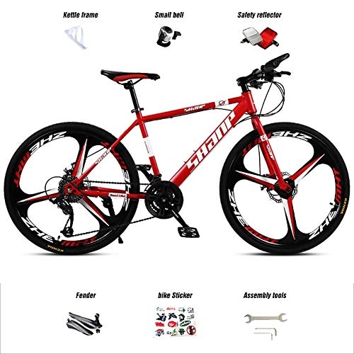 Mountain Bike : STFUSA Mountain Bike / Biciclette per Ragazzi Unisex-3 con Rotella da 3, 21 / 24 / 27 / 30 Pollici, Rosso, 24in 27speed