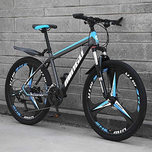 Mountain Bike : Uomo Mountain Bike, 24 Pollici Hardtail Bici MTB, Freno A Doppio Disco Telaio in Alluminio, Bicicletta da Montagna con Sospensione Anteriore E Sedile Regolabile Blu - 3 Spoke 24 velocità