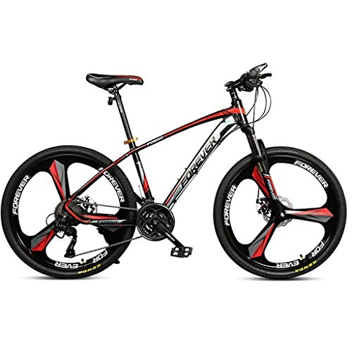 Mountain Bike : WENSISTAR Mountain Bike per Adulti, Bici da Strada per Viaggi Estivi, Corpo Aerodinamico, Doppio Shock, Freno A Disco, velocità Regolabile, Bicicletta (26In-30 velocità), Black Red, 30 Speed