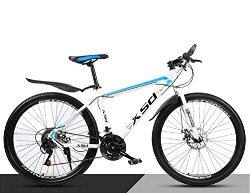 Mountain Bike : WJSW Bicicletta da 26 Pollici per Mountain Bike Fuoristrada, Bicicletta per turni per Il Tempo Libero per Uomini e Donne (Colore: Bianco Blu, Dimensioni: 24 velocità)