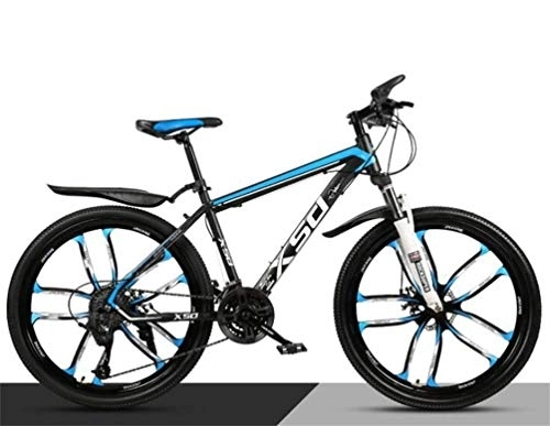 Mountain Bike : WJSW Mountain Bike Hardtail, Bicicletta da Montagna 26 Pollici con Doppia Sospensione in Acciaio al Carbonio (Colore: Nero Blu, Dimensioni: 27 velocità)