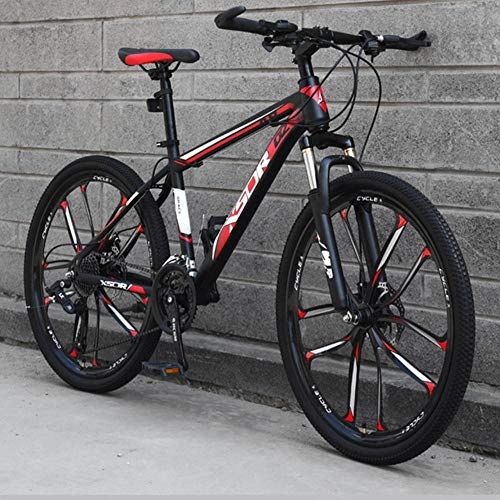 Mountain Bike : WND  Bike Road Bike Ten Knife Speed off-Road Racing Male And Female Students Lightweight Bicycle, Black Red, 26 inch 27 Speed