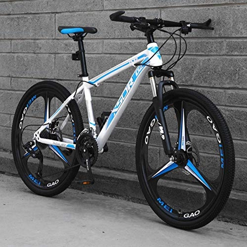 Mountain Bike : WND Mountain Bike 26 inch Three-Knife  Speed Students Lightweight Bicycle, White Blue, 24 inch 27 Speed