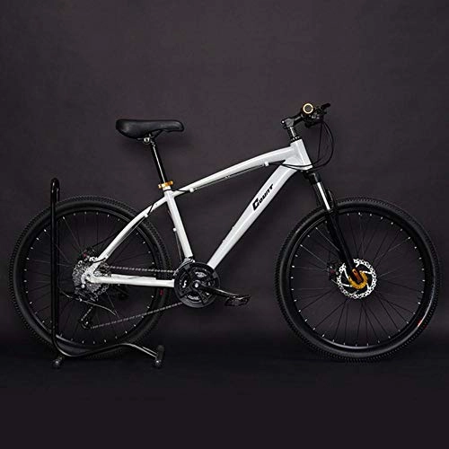 Mountain Bike : WND Mountain Bike   Lega di Alluminio Doppio Freno a Disco velocità off Road Ammortizzatore Bicicletta per Studenti, Bianco, 21 velocità