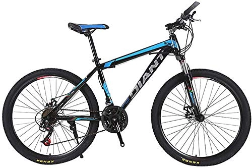 Mountain Bike : WSJYP Mountain Bike per Adulti, Mountain Bike Spiegabile, Bicicletta da 21 Pollici in Acciaio a 21 velocità, Mountain Bike con Freno a Doppio Disco per Persone Alte, Blue