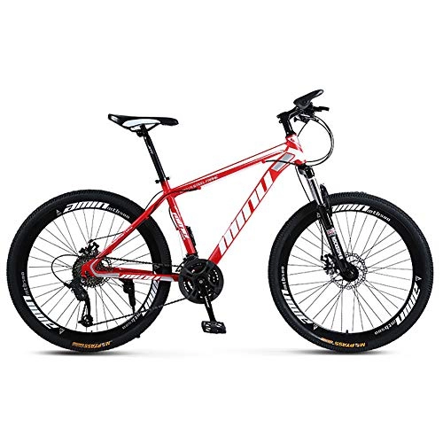 Mountain Bike : WSZGR Alto-Acciaio al Carbonio MTB con Sospensione Anteriore, Adulto Bicicletta da Montagna, Leggero Freno A Doppio Disco Bicicletta da Montagna Rosso 26", 24-velocità