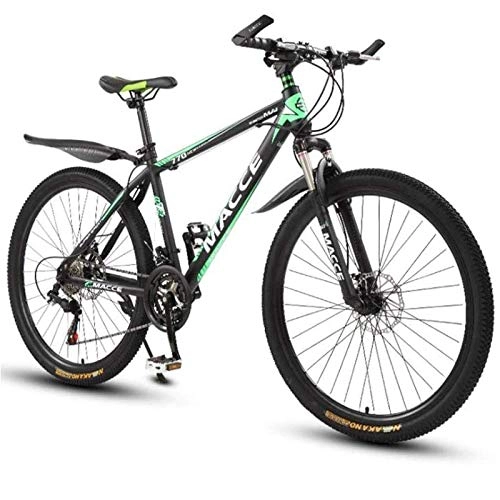 Mountain Bike : WXXMZY Mountain Bike, Mountain Bike da 26 Pollici per Adulti da Uomo E da Donna, Telaio in Acciaio al Carbonio Leggero (Color : Green, Size : 21 Speed)
