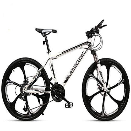 Mountain Bike : WYN Cross-Country Mountain Bicycle Speed Six-Blade Wheel Ultra-Light Shock Absorption for Men And Women, 6 BW White Black, 24 Speed Top Fitting