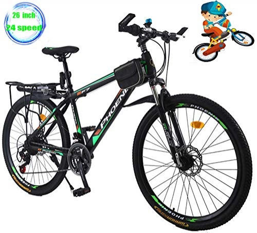 Mountain Bike : YGWLWL Bicicletta A velocità Variabile A 24 velocità, 26 '' Mountain Bike, Mountain Bike da Uomo con Cerchi in Lega di Alluminio E Doppio Freno A Disco, Molto Adatto per L'equitazione All'aperto, B