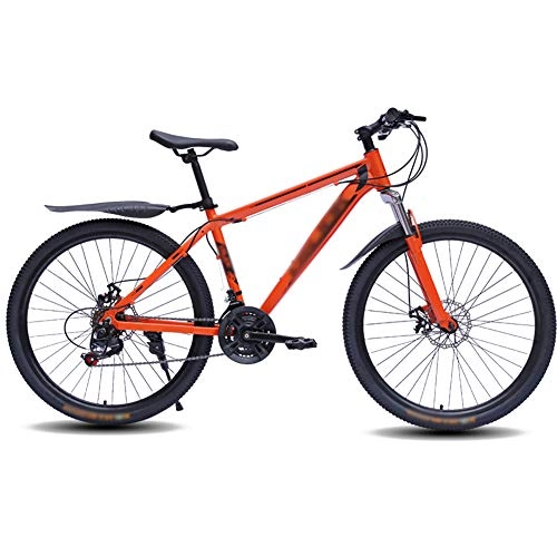 Mountain Bike : YHDP Mountain Bike per Adulti, Acciaio Ad Alto Tenore di Carbonio Coda Dura Biciclette Fuoristrada, con Sospensione Anteriore Sedile Regolabile Mountain Bike 24 Marce Arancione D 26inch