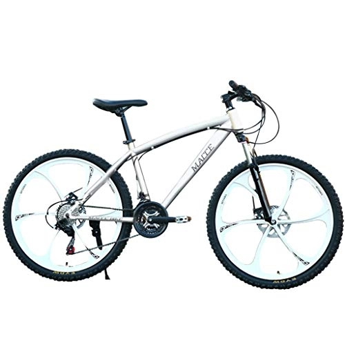 Mountain Bike : Yivise Mountain Bike 26IN Acciaio al Carbonio 24 Velocità Bicicletta Sospensione completa MTB bianco