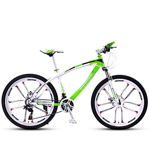 Mountain Bike : YJTGZ Bike, 24 Pollici, Mountain Bike, Sospensione Forcella, Bicicletta per Adulti, Bicicletta per Ragazzi E Ragazze Assorbimento degli Urti A velocità Variabile Studente Adolescente(Green)