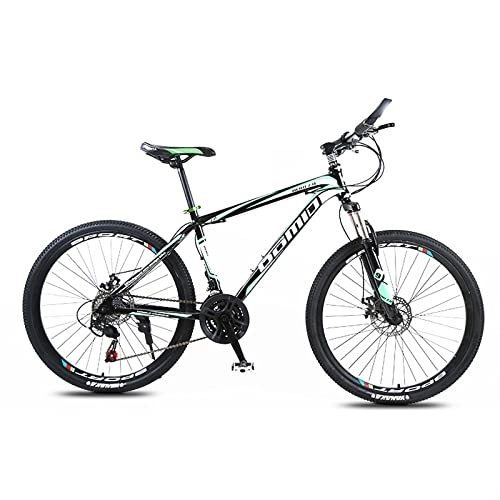 Mountain Bike : zcyg 21 velocità Mountain Bike, Ruote da 24 / 26 Pollici, con Freno A Disco, Peso Leggero per Uomini da Uomo Bici da Uomo(Size:24inch, Color:Nero + Verde)