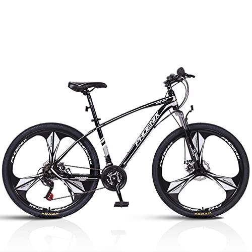 Mountain Bike : zcyg 26 Pollici 27 Speed Mountain Bike Ad Acciaio al Carbonio Alto, Bicicletta MTB A Sospensione Completa per Adulti, Freno A Doppio Disco in Bicicletta di Montagna per(Color:Nero+Argento)