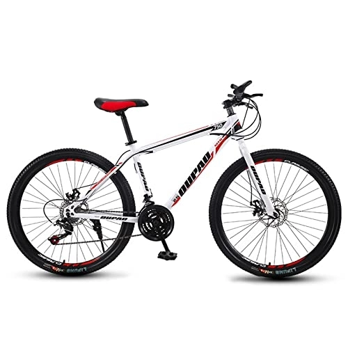 Mountain Bike : zcyg Bike di Montagna 24 / 26 Pollici 21 velocità MTB Bicycle con Forchetta Sospensione, Freno A Doppio Discorso per Uomini Biciclette da Donna(Size:26inch, Color:Bianco+Rosso)