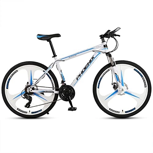 Mountain Bike : zcyg Mountain Bike 24 / 26 Pollici, Bicicletta A 21 velocità con Sospensione Completa, Corsa su Strada per Ciclismo MTB con Freno A Doppio Disco Anti-Slip per U(Size:24inch-A, Color:Bianco+Blu)