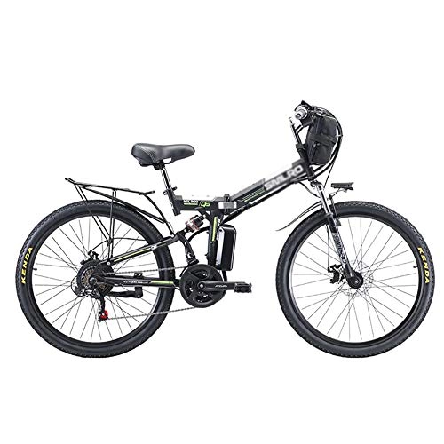 Bicicleta de montaña eléctrica plegables : 3 Modos De Conducción Ebike para Adultos Al Aire Libre Ciclismo, Plegable Eléctrico Bicicleta De Montaña, Rueda Litio-Ion Batter Bicicleta Eléctricoa Negro 350w 48v 8ah