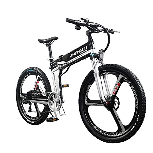 Bicicleta de montaña eléctrica plegables : 400W Bicicleta de Montaa Elctrica Plegable, Bicicleta Elctrica de Montaa Equipado con Batera de Litio Extrable y Medidores Inteligentes Sistema de Frenos EBS (Color : Black)