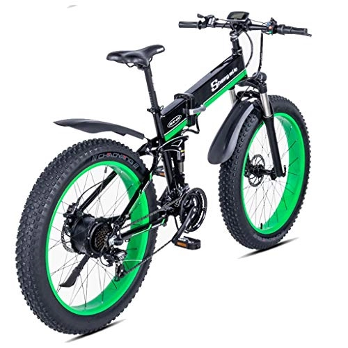 Bicicleta de montaña eléctrica plegables : 48V for Hombre de Bicicleta de montaña de Nieve E-Bici de 26 Pulgadas Bicicleta Bicicleta elctrica 1000W Playa de Bicicleta elctrica Fat Tire Bicicleta elctrica (Color : Green, Size : EU)