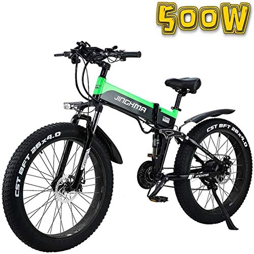 Bicicleta de montaña eléctrica plegables : Alta velocidad Montaña bicicleta eléctrica plegable de 26 pulgadas Fat Tire Bicicleta eléctrica, 48V500W nieve Bicicleta / 4.0 Fat Tire, batería de litio de 13Ah, suave cola de la bicicleta for hombre