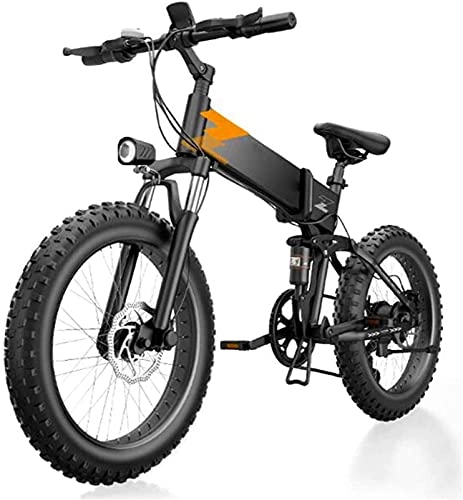 Bicicleta de montaña eléctrica plegables : Bicicleta de montaña eléctrica de 20 en 26 Pulgadas para Adultos Bicicleta eléctrica Plegable con neumáticos gordos con 48V 10Ah Batería de Iones de Litio antirrobo Motor de 400W Carga máxim
