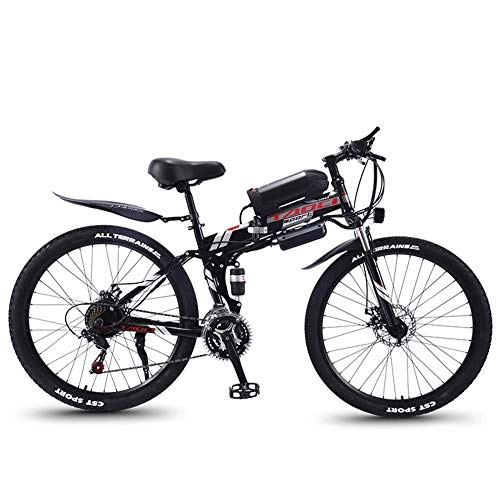 Bicicleta de montaña eléctrica plegables : Bicicleta Elctrica de Montaa Plegable, Bicicleta Elctrica de Montaa con Batera de Iones de Litio (36V 350W) Absorcin de Choque Doble Apto para Adultos (Color : Black, Size : A)