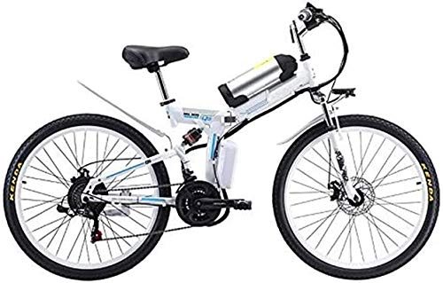 Bicicleta de montaña eléctrica plegables : Bicicleta Eléctrica 26 '' Bicicleta de montaña eléctrica plegable con 48V 8AH Batería de iones de litio 350W Bicicleta eléctrica de motor E-Bike 21 Equipo de velocidad y tres modos de trabajo Batería