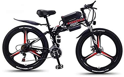 Bicicleta de montaña eléctrica plegables : Bicicleta eléctrica de nieve, 26 '' de bicicleta eléctrica plegable bicicletas de montaña for adultos Frenos 36V 350W 13Ah extraíble de iones de litio E-Bici Fat Tire doble disco de luz LED Batería de