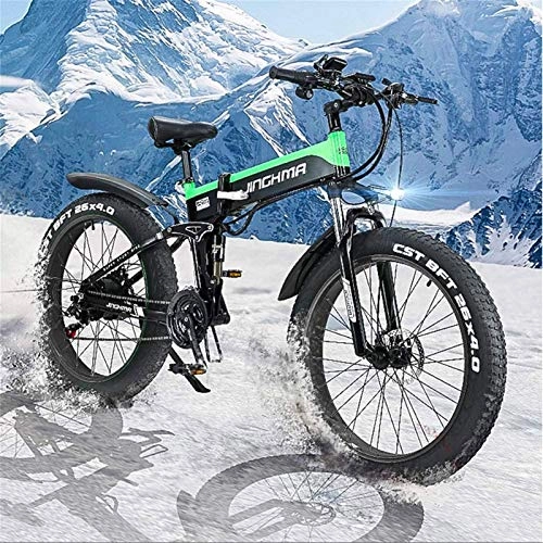 Bicicleta de montaña eléctrica plegables : Bicicleta eléctrica de nieve, Eléctrica de bicicletas de montaña, bicicletas de nieve 4.0 Big Fat Tire / 13Ah Batería de litio 48V500W Soft Tail bicicleta eléctrica, Equipado con pantalla LEC y faros