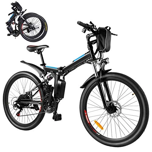 Bicicleta de montaña eléctrica plegables : Bicicleta Eléctrica E-Bike, Bicicleta Eléctrica Plegable de 26'' 250W con Batería Extraíble de 8Ah, Profesional de 21 Velocidades, Bicicleta de Ciudad para Hombres y Mujeres