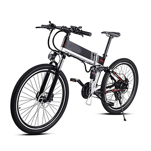 Bicicleta de montaña eléctrica plegables : CARACHOME Bicicleta eléctrica Plegable de 26 Pulgadas, Bicicleta de montaña Bicicleta eléctrica Fuera de Carretera Ebike con batería 350W / 48V para desplazamientos y Ocio, Negro