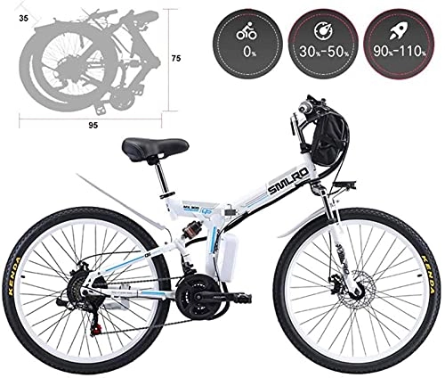 Bicicleta de montaña eléctrica plegables : CCLLA Bicicleta de montaña eléctrica de 26 '' Bicicletas eléctricas Plegables cómodas para Adultos, 21 velocidades y Tres Modos de Trabajo, Bicicletas híbridas reclinadas / de Carretera, aleación