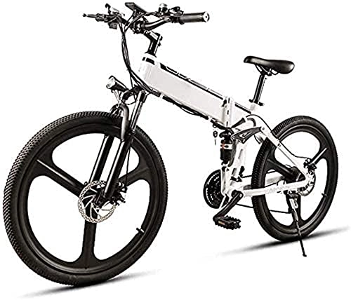 Bicicleta de montaña eléctrica plegables : CCLLA Bicicleta de Nieve eléctrica de 26 Pulgadas y 21 velocidades Bicicleta eléctrica de montaña Plegable de 350 W con batería de Iones de Litio extraíble 48V10AH, Bicicleta de aleación de alumin
