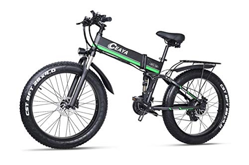 Bicicleta de montaña eléctrica plegables : Ceaya Bicicleta Eléctrica de Montaña 26 Pulgadas con Motor de 1000W Autonomía 48V E-Bike Sistema de Transmisión de 21 Velocidades [EU Stock
