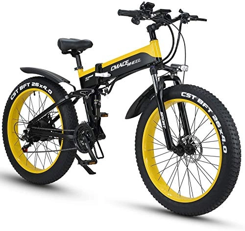 Bicicleta de montaña eléctrica plegables : CJH Bicicleta, Bicicleta, Bicicleta Eléctrica, Bicicleta de Montaña Bicicleta Eléctrica Híbrida de 1000 W Bicicleta de 26 Pulgadas Fat Bike 48V 12.8Ah Moto de Nieve Plegable Ebike, Adecuada para Ciud