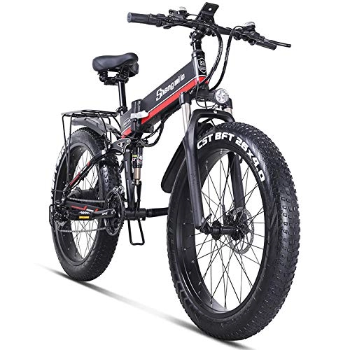 Bicicleta de montaña eléctrica plegables : cuzona Bicicleta elctrica 1000W Bicicleta de Playa elctrica 4 0 Fat Tire Bicicleta elctrica 48V Hombre Bicicleta de montaña Nieve Bicicleta elctrica 26 Pulgadas Bicicleta-MX01-Red_Spain