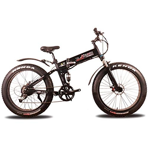 Bicicleta de montaña eléctrica plegables : CXY-JOEL 26 * 4.0 Pulgadas Plegable de Energa Elctrica Snow Bike Fat Mountain Bike Batera con Absorcin de Choque-1, 1