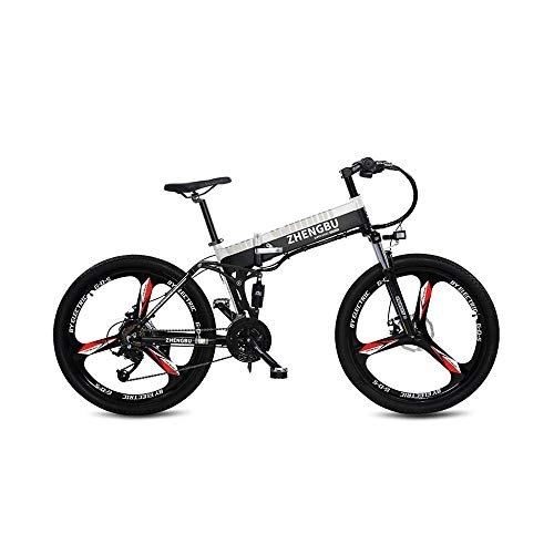 Bicicleta de montaña eléctrica plegables : CYYC Velocidad Variable Plegable Impulso Bicicleta Eléctrica Bicicleta De Montaña 48V10Ah Sigilo Batería De Litio 400W Motor-En Blanco Y Negro