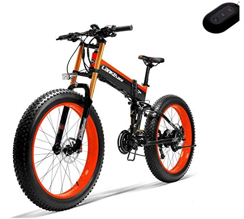 Bicicleta de montaña eléctrica plegables : EVELO LANKELEISI 750PLUS 48v 14.5ah 1000W bicicleta eléctrica completa 26 "4.0 neumáticos grandes bicicleta eléctrica plegable dispositivo antirrobo carretilla elevadora (enviado en Polonia) rojo