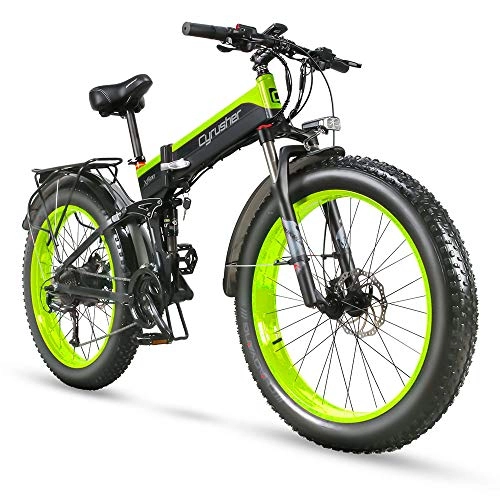 Bicicleta de montaña eléctrica plegables : Extrbici Bicicleta Eléctrica Plegable XF690 500w 48v 10A Electrónica Grasa Neumática E Bicicleta Completa Suspensión 7 Velocidades Bicicleta Eléctrica (Verde)