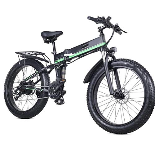 Bicicleta de montaña eléctrica plegables : FZYE 26 Pulgada Bicicleta Eléctrica Ciclismo Plegable Bike, 1000W 48V / 12.8Ah Motonieve Bicicleta Montaña Pantalla LED Farosdeportes Aire Libre, Verde