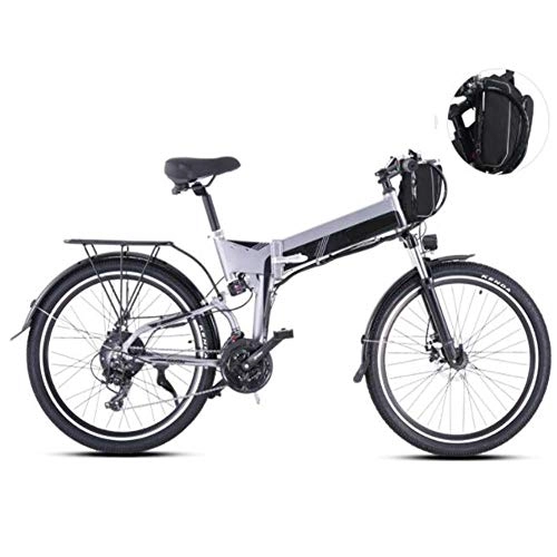 Bicicleta de montaña eléctrica plegables : FZYE 26 Pulgadas Bicicleta Eléctrica, 21 velocidades Montaña Aumentar Bicicletas Instrumento LCD para Hombres Mujeres Bike Deportes Aire Libre, Gris