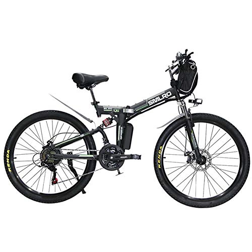 Bicicleta de montaña eléctrica plegables : HJCC Bicicleta Eléctrica, Bicicleta De Montaña Eléctrica Plegable para Adultos, Batería De Litio 36V350W, Negra Y Verde