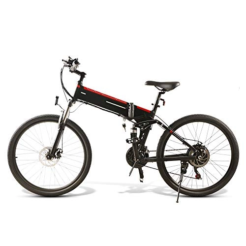 Bicicleta de montaña eléctrica plegables : HUATXING 48V 500W Ciclismo Bicicleta eléctrica Plegable 21 Velocidad Bicicleta eléctrica MTB Bici del Motor, Negro