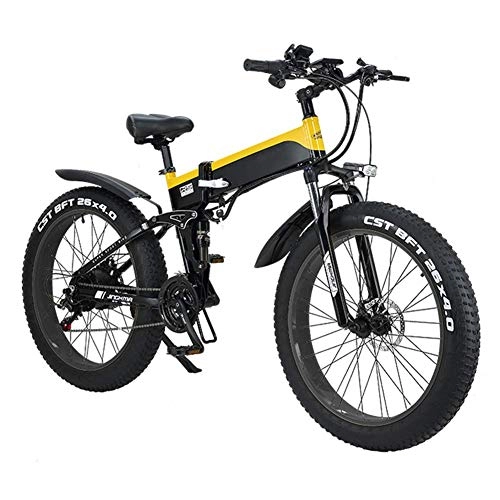 Bicicleta de montaña eléctrica plegables : JIEER Bicicleta plegable eléctrica para adultos, bicicleta eléctrica ajustable portátil de 26 pulgadas / Trajet, plegable, con motor 500 W, 48 V 10 Ah, velocidades de transmisión 21 / 7