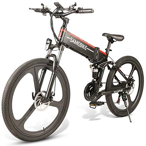 Bicicleta de montaña eléctrica plegables : JUYUN Bicicleta Eléctrica de Montaña 26", E-Bike Plegable para Adulto con Motor Sin Escobillas 350W y Batería de Litio 48V 10.4Ah, Sistema de Transmisión de 21 Velocidad