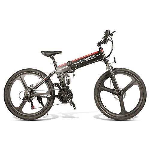 Bicicleta de montaña eléctrica plegables : JUYUN Bicicleta Eléctrica Plegable 350W, Ebike Montaña 26 Pulgadas para Adulto, Batería de Litio 48V 10.4Ah y Suspensión, Transmisión de Velocidad 21