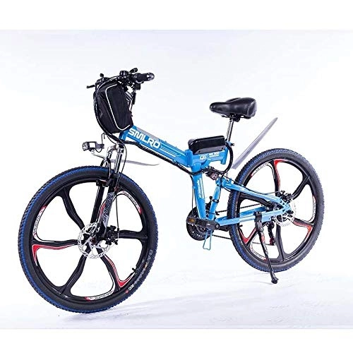 Bicicleta de montaña eléctrica plegables : Knewss 26 Mx300 Bicicleta eléctrica Plegable Shimano 7 Speed ​​E-Bike 48v Batería de Litio 350w 13ah Motor Bicicleta eléctrica para Adultos-Azul_36V350W10AH