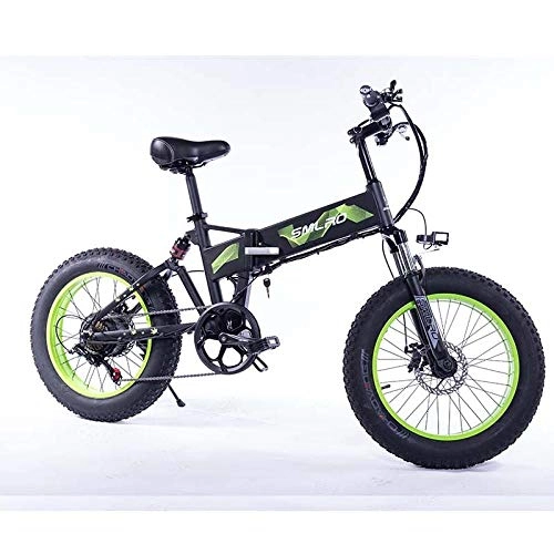 Bicicleta de montaña eléctrica plegables : Knewss Bicicleta elctrica de Nieve Plegable de 20 Pulgadas 36v48v Rueda 4.0 Aleacin de Aluminio Mountain Beach Bicicleta elctrica-48V10AH350W