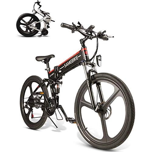 Bicicleta de montaña eléctrica plegables : KOWE Bicicleta Elctrica, 21 Velocidades 26"Rueda Plegable Ebike 350W 48V 10AH Llanta De Aleacin De Magnesio para Adultos